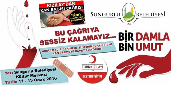 Sungurlu Belediyesi’nden Kan Bağışı Kampanyası