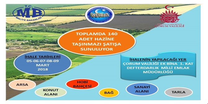 140 Hazine Arazisi Satılacak