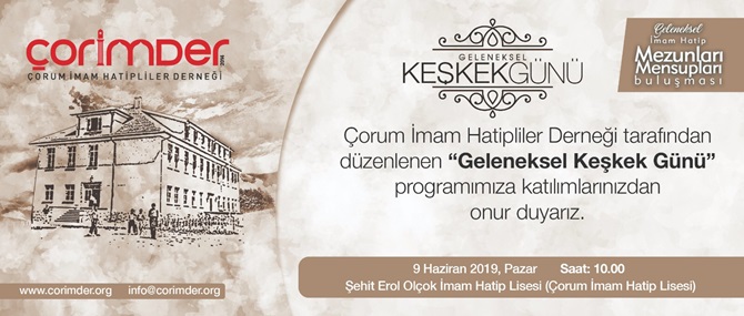 ÇORİMDER’in Keşkek Günü 09 Haziran’da