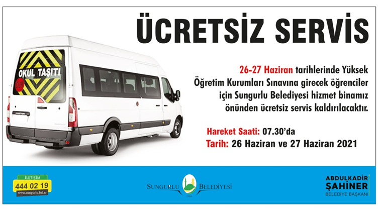 Sınava Girecek Öğrenciler İçin Ücretsiz Servis