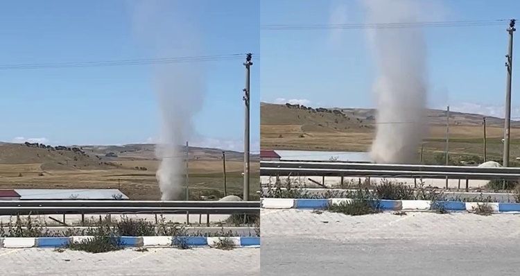 Karayolunda Çıkan Hortum Kameraya Böyle Yansıdı